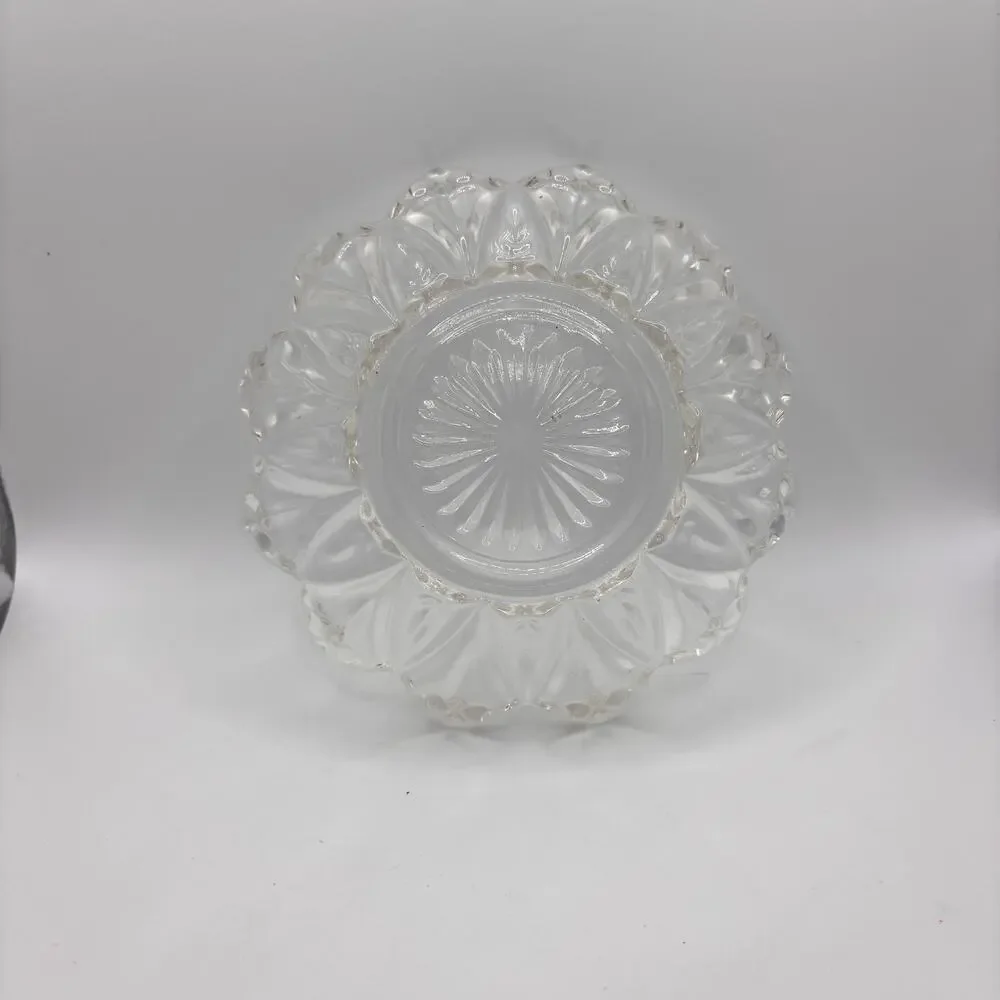 VTG Federal Glass Co. Petal Pattern Jam Relish Candy Nut Trinket Dish and Spoon